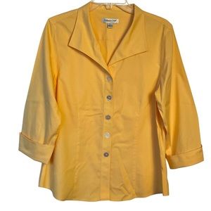 Coldwater Creek buttercup yellow button down wrinkle resistant shirt, size L